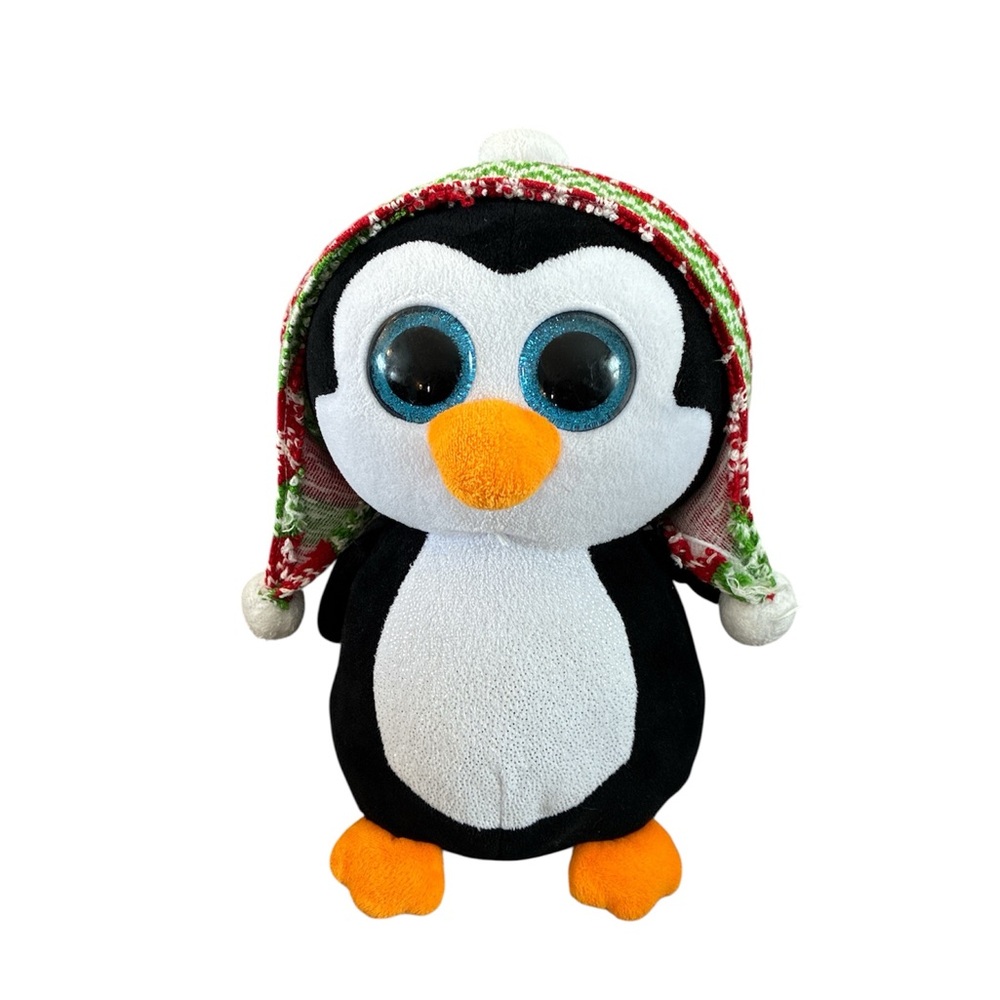 TY Beanie Baby Penelope Holiday Penguin Plush with Festive Hat